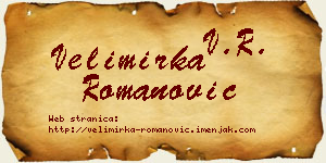 Velimirka Romanović vizit kartica